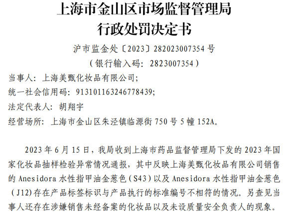 上海一家化妆品工厂因质量安全负责人空缺被罚！